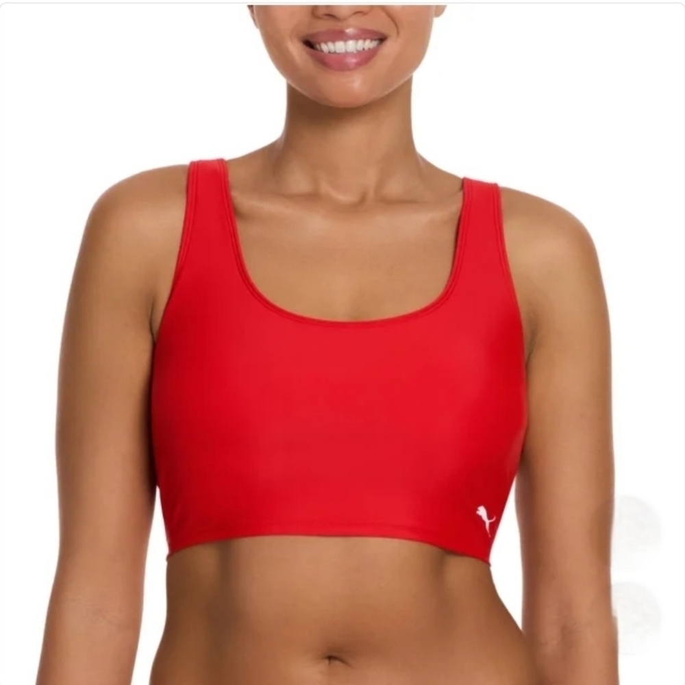 Puma Swim Top Cropped Tank Womens Size Small Red Bikini Top NWOT